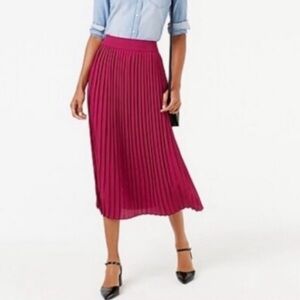 J Crew Factory Magenta Long Pleated Midi Skirt Size 6